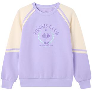 361°童装女童休闲套头卫衣2026春新款中大童运动网球印花上衣