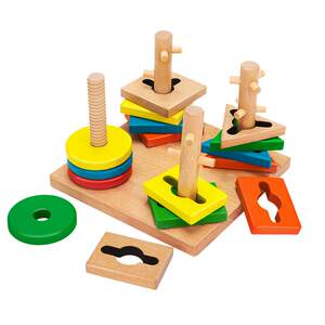 丹妮奇特再兴专卖店早教几何套柱1-3岁宝宝益智力玩具蒙特梭利蒙氏教具形状配对积木