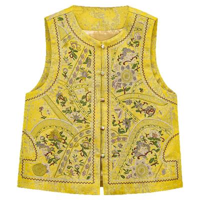 国风复古醋酸重工刺绣盘坎肩马甲