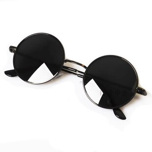 抖音曹老四同款眼镜网红款圆形复古墨镜汉奸眼镜潮男街拍装逼眼镜