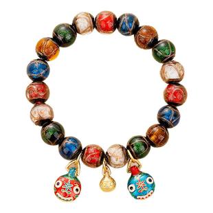 【灵隐官方】吞金兽香灰琉璃手串本命年招财转运男女款朱砂手链