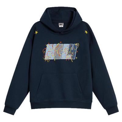 NELY小尼力烟花字母LOGO贴布刺绣潮牌bf连帽卫衣宽松休闲百搭男女