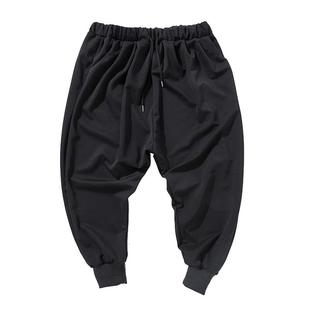 高街风垮裤子男女宽松百搭潮流精神小伙束脚休闲吊裆肥胖款哈伦裤