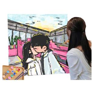 newmasus装饰画diy数字油画定制星蝶公主手绘代画情侣画卡通挂画