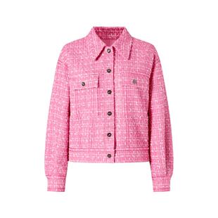 商场同款  摩萨克秋装粉色小香风粗花呢翻领夹克毛呢短外套女