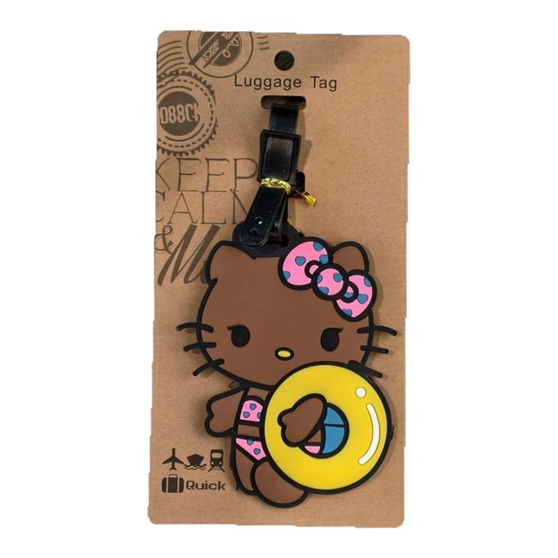 ins卡通行李牌黑皮凯蒂HelloKitty可爱猫咪登机旅行箱包托运挂饰