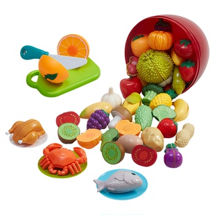 贝恩施儿童水果切切乐玩具过家家可啃咬蔬菜厨房男女孩礼物新年