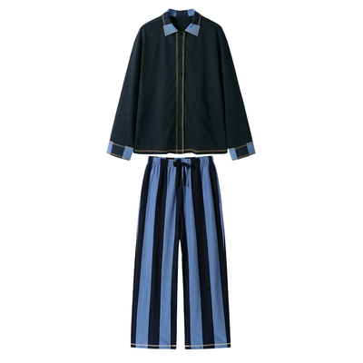 AR男女同款纯棉拼色睡衣