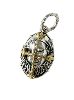 睡莲生生世世 原创设计925纯银封印的小丑相盒吊坠个性设计挂坠