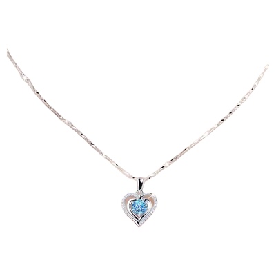 纯银海洋之心项链女款锁骨链轻奢