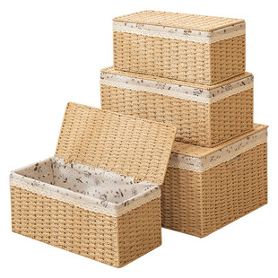 家用杂物收纳箱带盖桌面零食收纳盒衣服内衣内裤袜子储物筐收纳篮