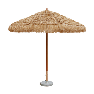 柚木中柱伞茅草伞户外遮阳伞庭院伞太阳伞民宿实木沙滩商用伞网红