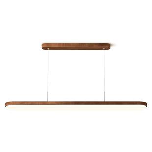 箭牌护眼餐厅吊灯胡桃木色现代简约禅意茶室一字长条吧台餐桌灯具