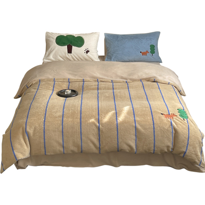 四季款四件套轻奢绣花牛奶绒