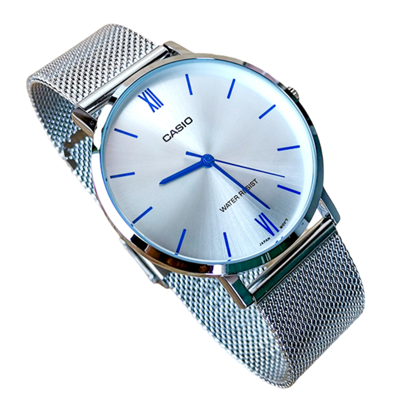 正品卡西欧手表男女情侣表一对超薄黑色时尚大气非机械女朋友礼物