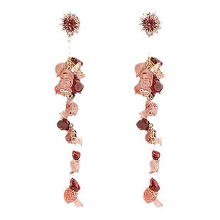 粉色碎石耳环女士小众独特纯银耳钉耳坠长款流苏韩系仙气百搭耳饰