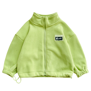 女童春春装加绒外套2026新款儿童装双面奥莉绒早春款加厚卫衣春季