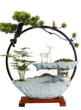 恒韵源陶瓷循环流水新中式客厅