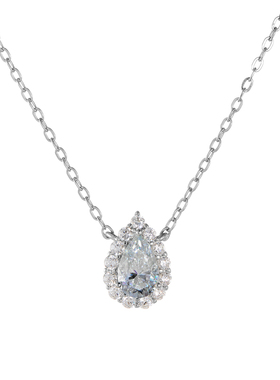 AHCHOO 静奢火彩1克拉莫桑钻石水滴吊坠项链小众高级S925银锁骨链