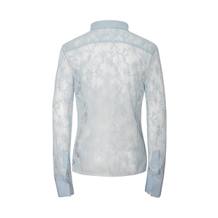 LESS春季法式衬衫女别致棉纱网花蕾丝长袖衬衣2N1213330