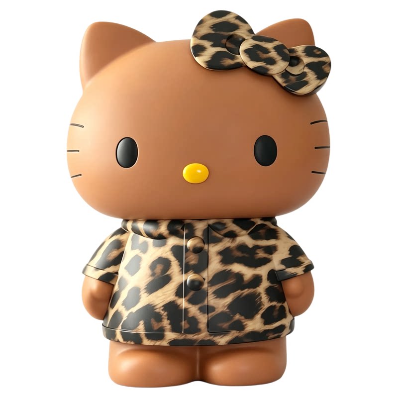HelloKitty豹纹蝴蝶结存钱罐摆件