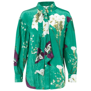 COMMEMOI吕燕设计师早春多巴胺女装飘带长袖印花衬衫