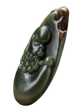 河磨玉籽料达摩祖师方牌挂件