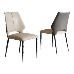 帕沙曼 现代简约拼色餐椅家用餐椅轻奢高级感餐厅意式靠背PU皮椅