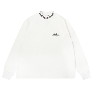 VLONE 心电图刺绣logo 提花半高领 重磅宽松长袖T恤 男女同款