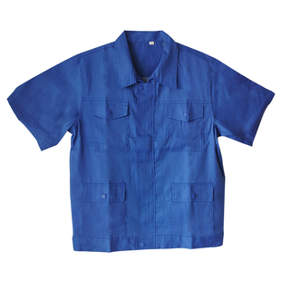 夏季短袖工作服套装男透气薄款大口袋工厂车间汽修劳保服厂服定制