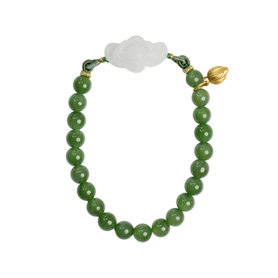 原创和田玉碧玉手链黄金挂件手串