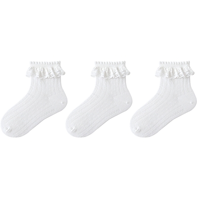 【3双装】迷你巴拉巴拉女童亲肤无骨透气袜子宝宝甜美洋气花边袜