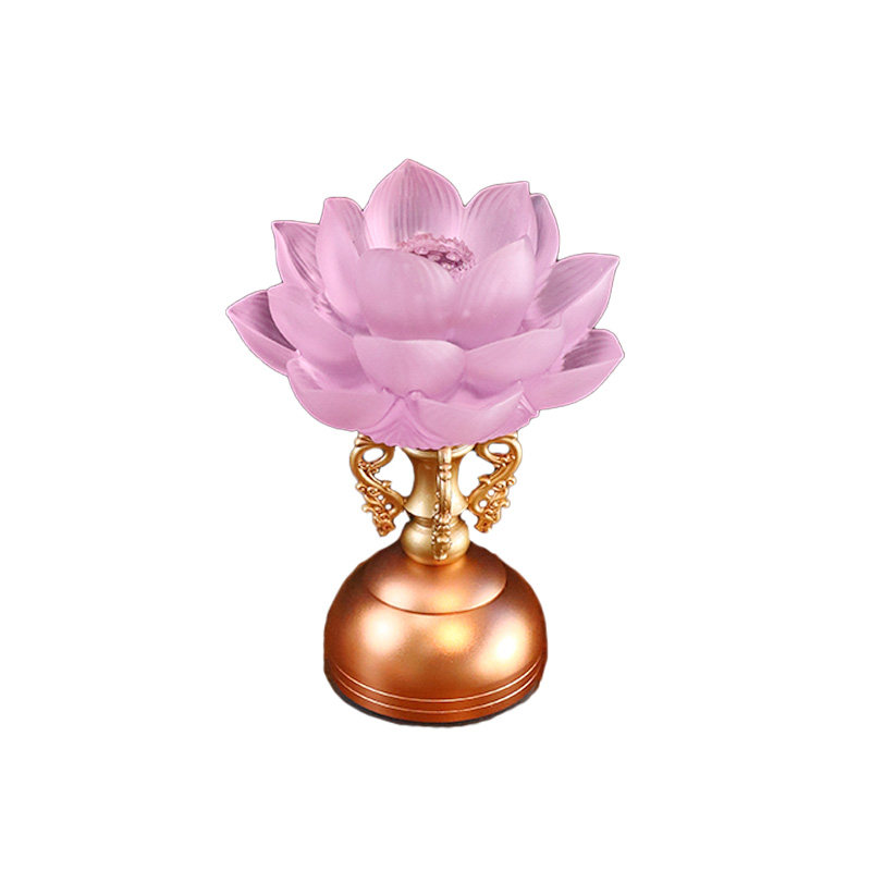 粉色琉璃莲花灯LED长明可调光