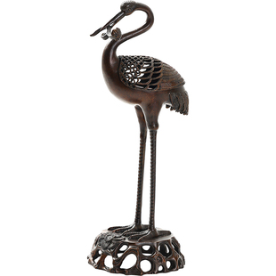 创意仙鹤香炉苏工纯铜香炉家用室内檀香熏香炉沉香盘香炉茶道摆件