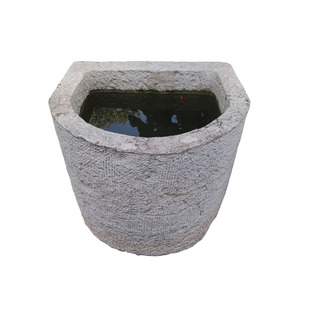 石材青石老石缸石槽半圆缸农村家用老缸庭院阳台半月缸养鱼流水槽
