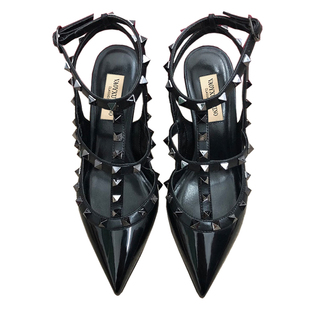 V家铆钉高跟鞋2026真皮包头女细跟性感气质超高跟尖头柳丁凉鞋女