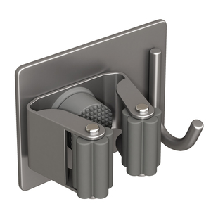 枪灰拖把夹挂钩卫生间免打孔多功能扫把固定挂架墙上不锈钢壁挂式