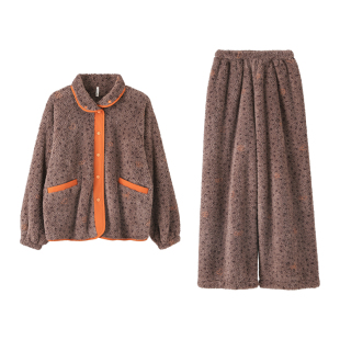 安之伴【巨保暖】安蕊绒睡衣女款秋冬季家居服加厚冬款套装珊瑚绒