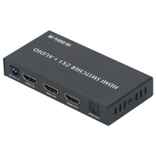 优霆4K60HDMI2.0切换器2进1出自动识别二进一音频光纤3.5aux同步