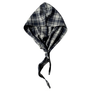 黑白格子头巾包头帽子女新款秋季潮流穿搭连帽披肩围巾男生情侣潮