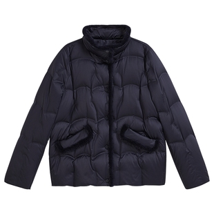 YINER音儿专选2025冬季新款法式轻柔保暖水貂毛边立领茧型羽绒服