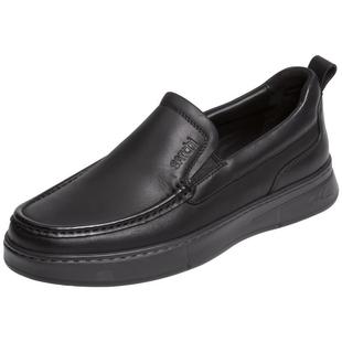 沙驰旗舰店牛皮男鞋时尚潮鞋新款一脚蹬软面轻底磨砂乐福鞋休闲鞋