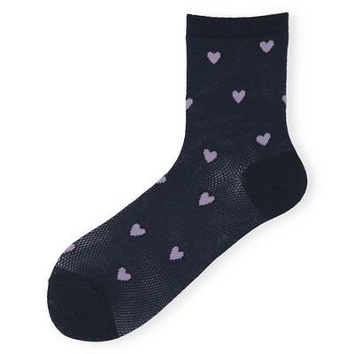 Tabio桃心网眼袜子女舒适设计感