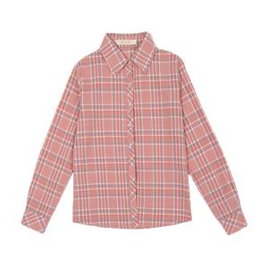 纯棉格子衬衫女长袖春秋款修身时尚百搭上衣女外穿不透衬衣显瘦装