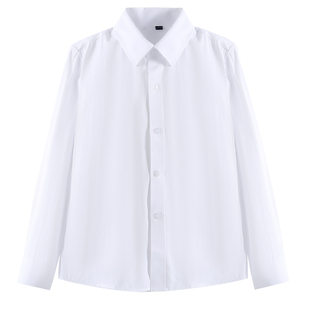 罗蒙儿童白色加绒衬衫中小学生校园服长袖纯男孩棉男女童衬衣冬季