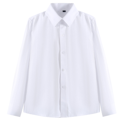 罗蒙儿童白色加绒衬衫中小学生校园服长袖纯男孩棉男女童衬衣冬季