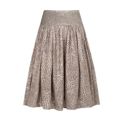 暗色豹纹设计感百褶半身裙