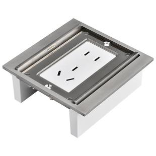 不锈钢纯平隐形地插防水超薄隐藏嵌入式双门五孔网络平面地板插座
