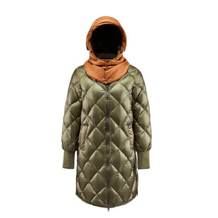 君羽辕辙羽绒服女700蓬女中长款鹅绒可脱帽冬时尚宽松外套63004