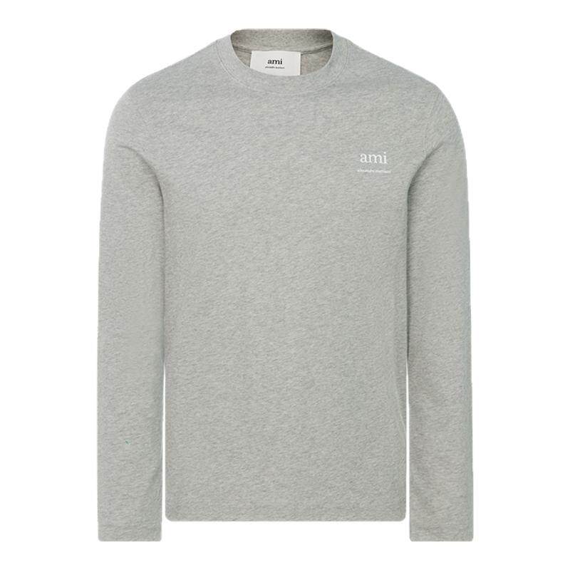 AMI PARIS 春季棉质字母印花男女款休闲圆领长袖T恤上衣